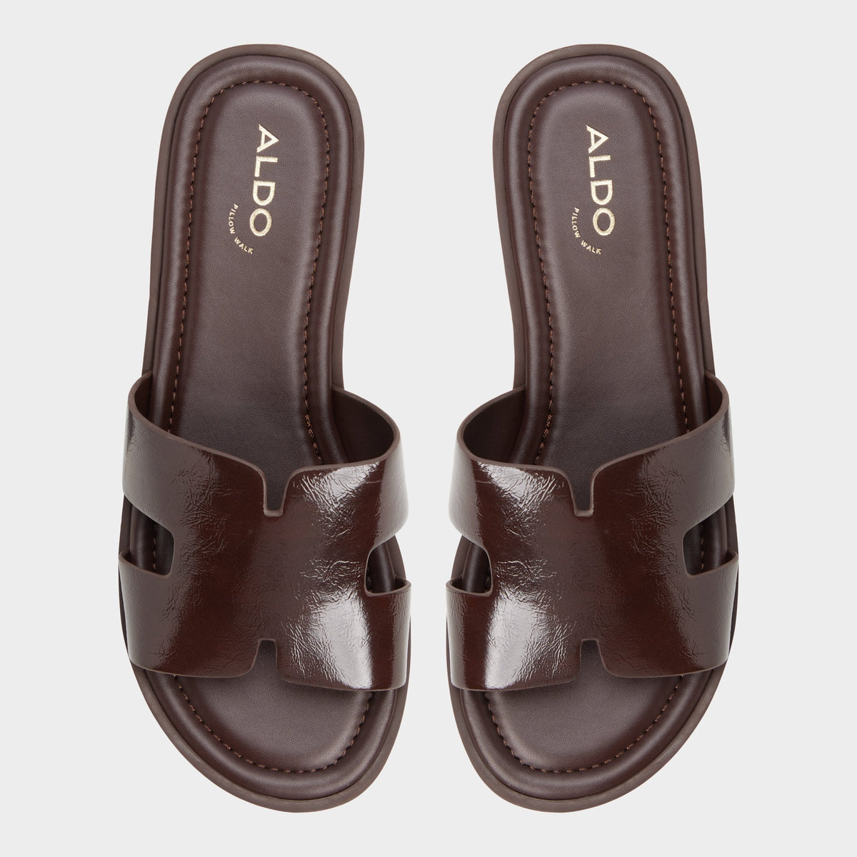 Top-down view of the Dark brown Anayelie Slide sandal