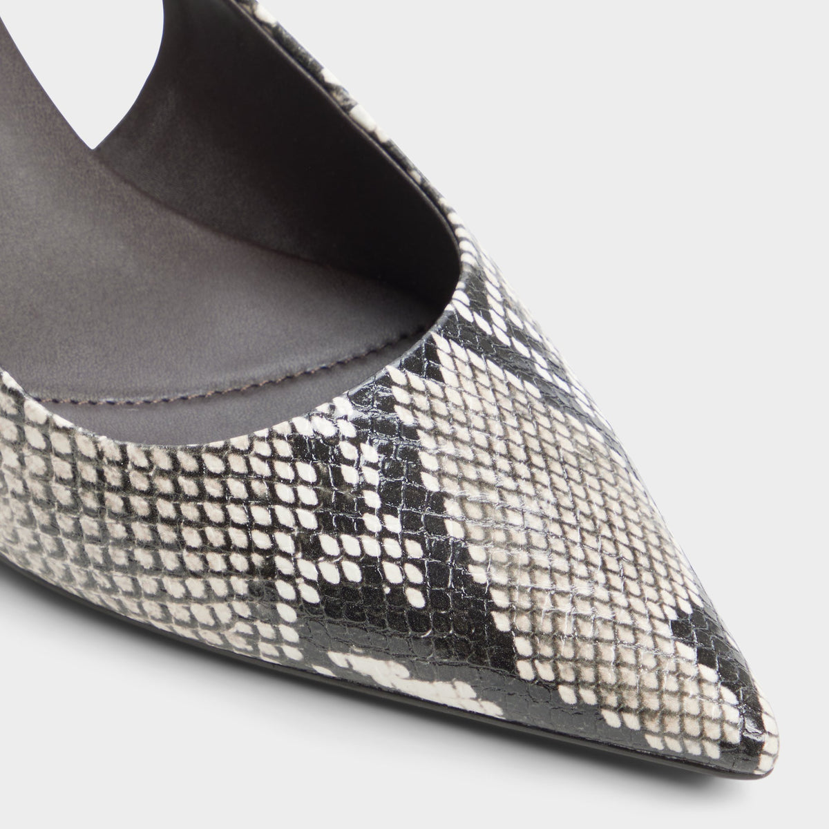 Close-up of the Brown multi Sabbie Slingback kitten heel
