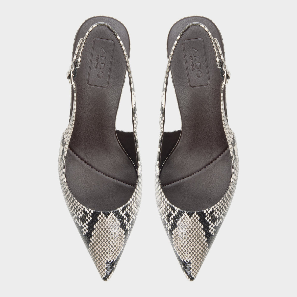 Top-down view of the Brown multi Sabbie Slingback kitten heel