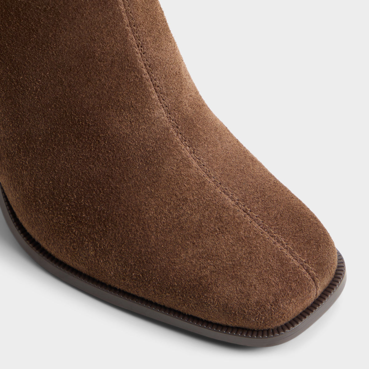 Close-up of the Dark brown Marllie Block heel ankle boot