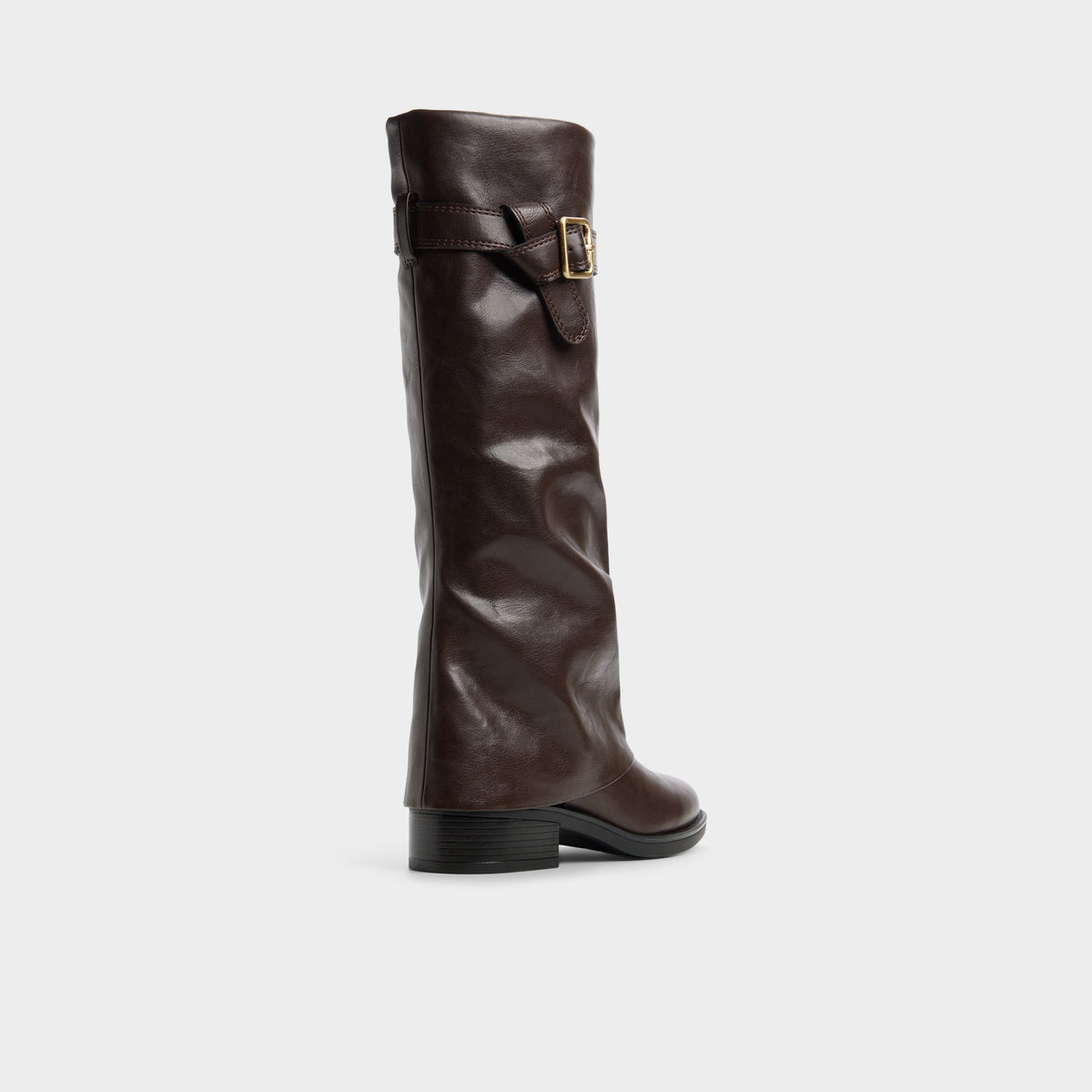 Three-quarter angle of Dark brown Eloewiel Block heel knee-high boot's back side