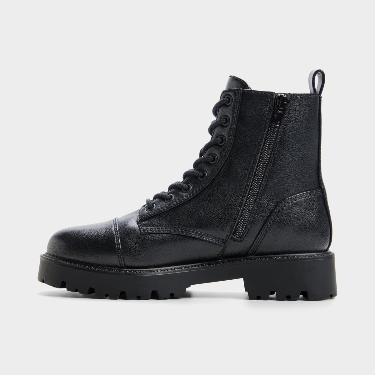 Vue latérale de Noir Goervynter Botte de combat à semelle crantée