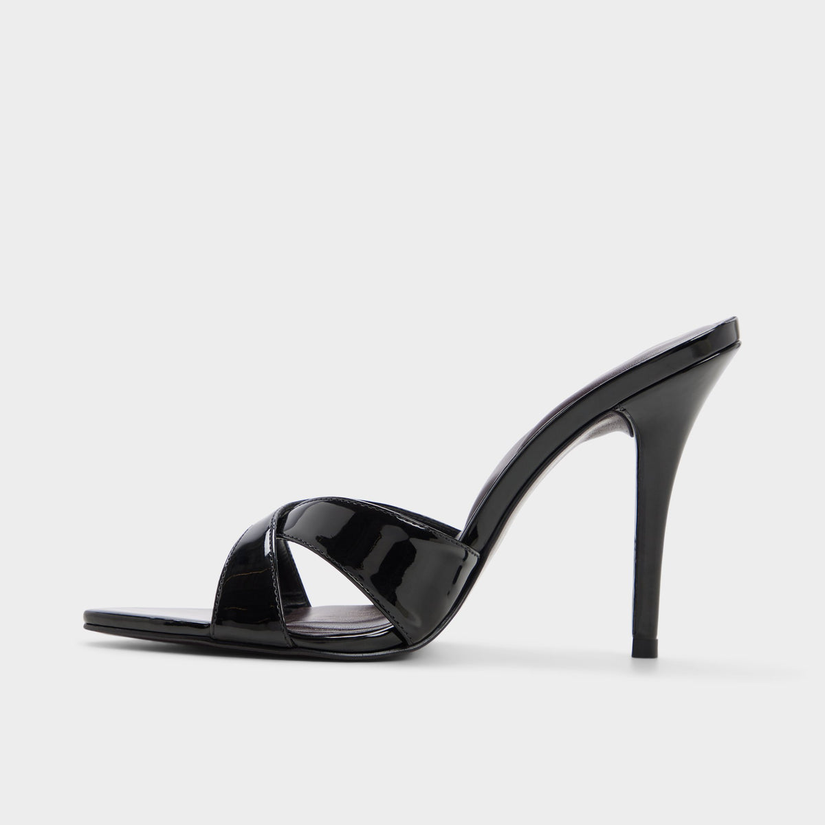 Side view of Black Amandah Heeled mule