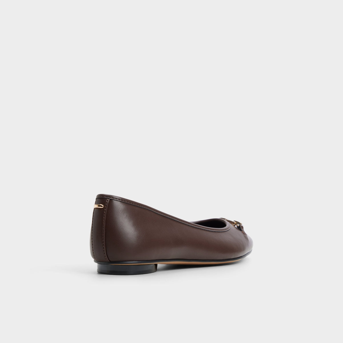 Three-quarter angle of Dark brown Krishella Ballet flat's back side