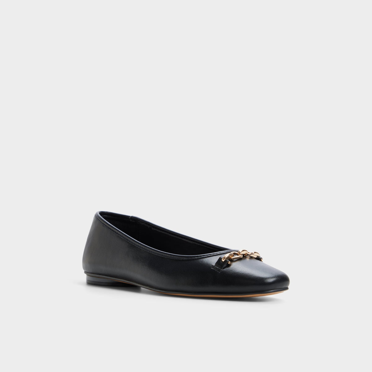 Three-quarter angle of Black Krishella Ballet flat's front side