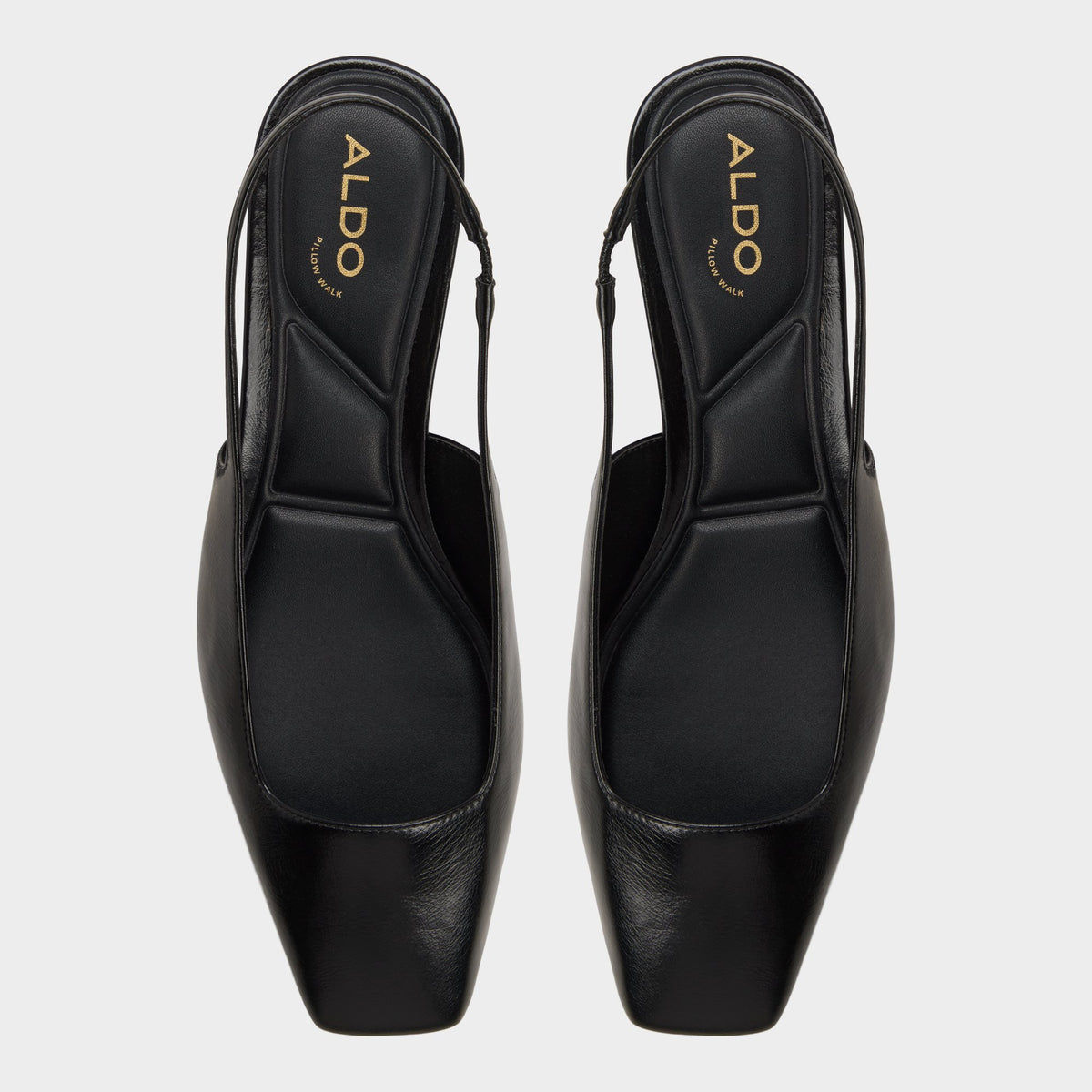 Top-down view of the Black Harretta Slingback heel