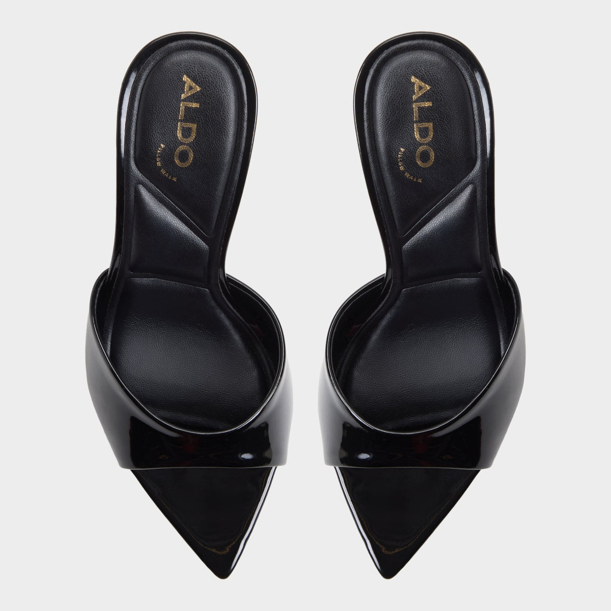 Top-down view of the Black Gloriniaa Heeled mule