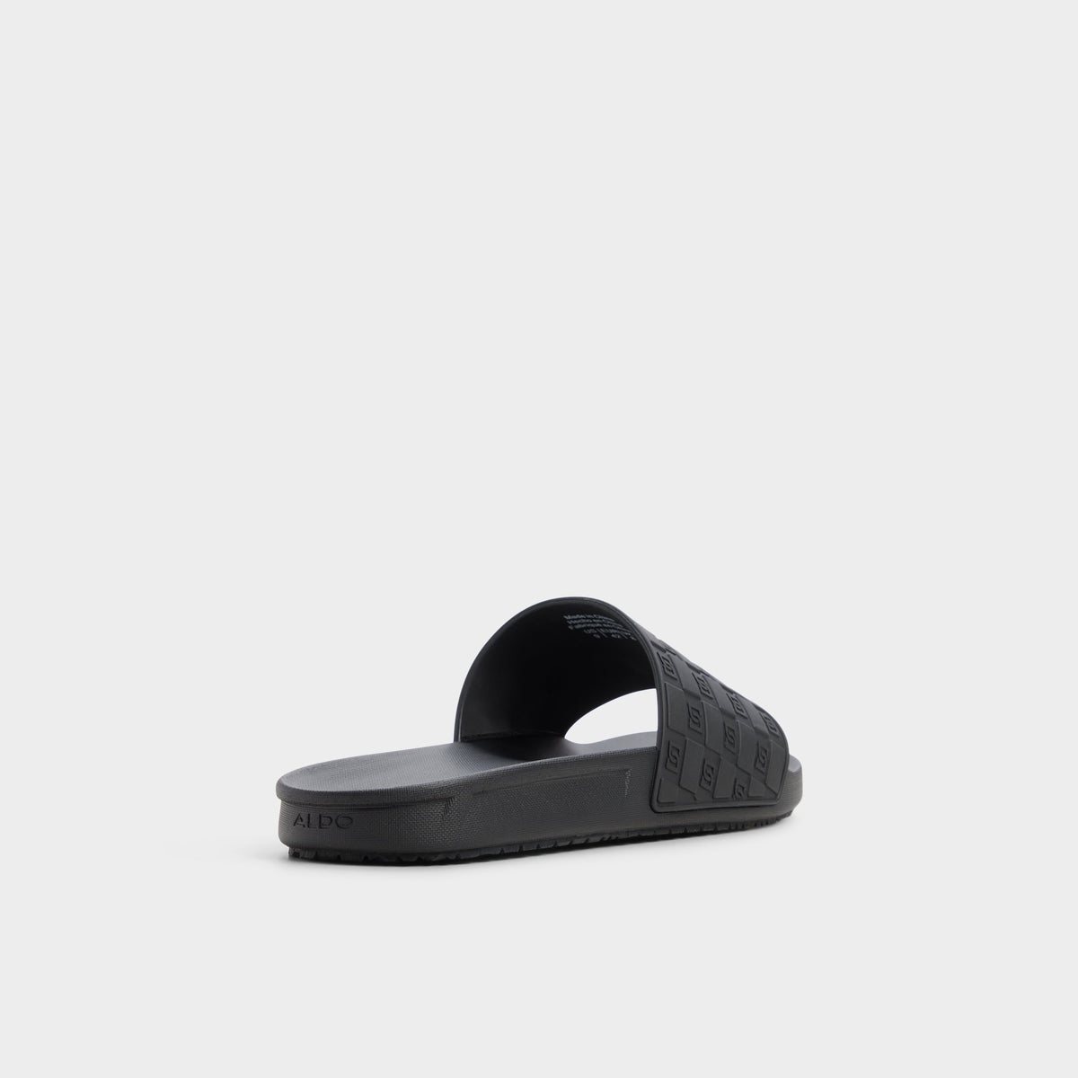 Three-quarter angle of Black Brax Slide sandal's back side