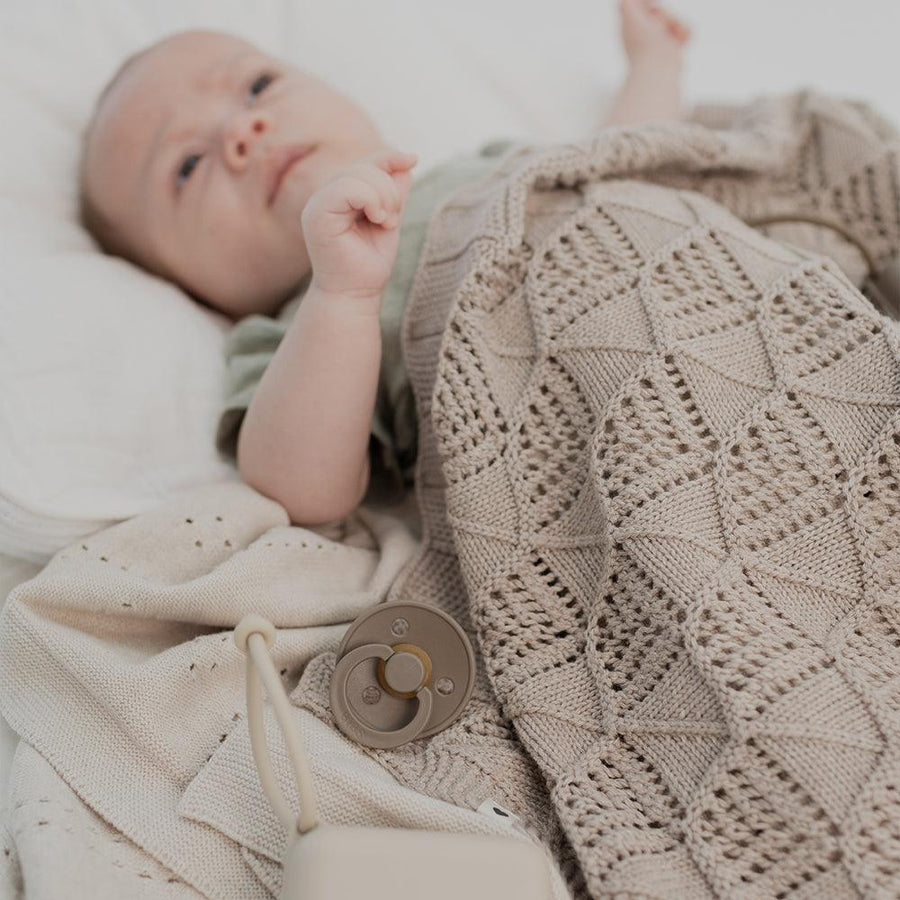Knitted Blanket Pointelle - Vanilla